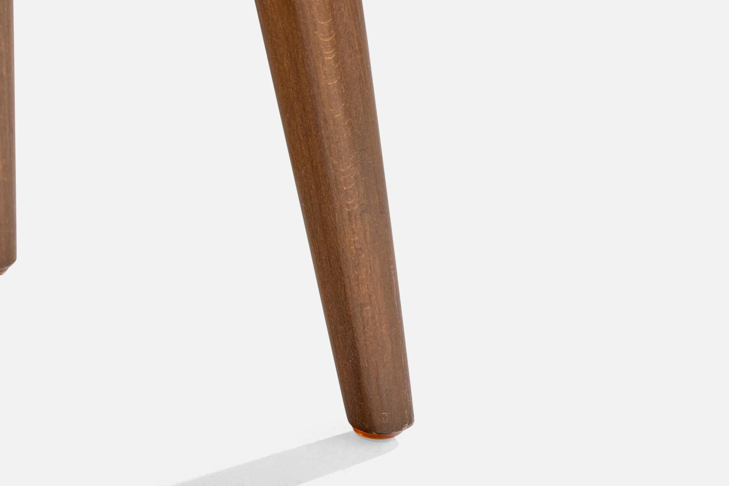Madsen & Schubell, Stool, Wood, Fabric, Denmark, 1950s For Sale 1