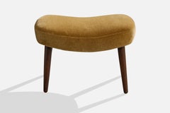 Madsen & Schubell, Stool, Wood, Mohair, Denmark, 1950s