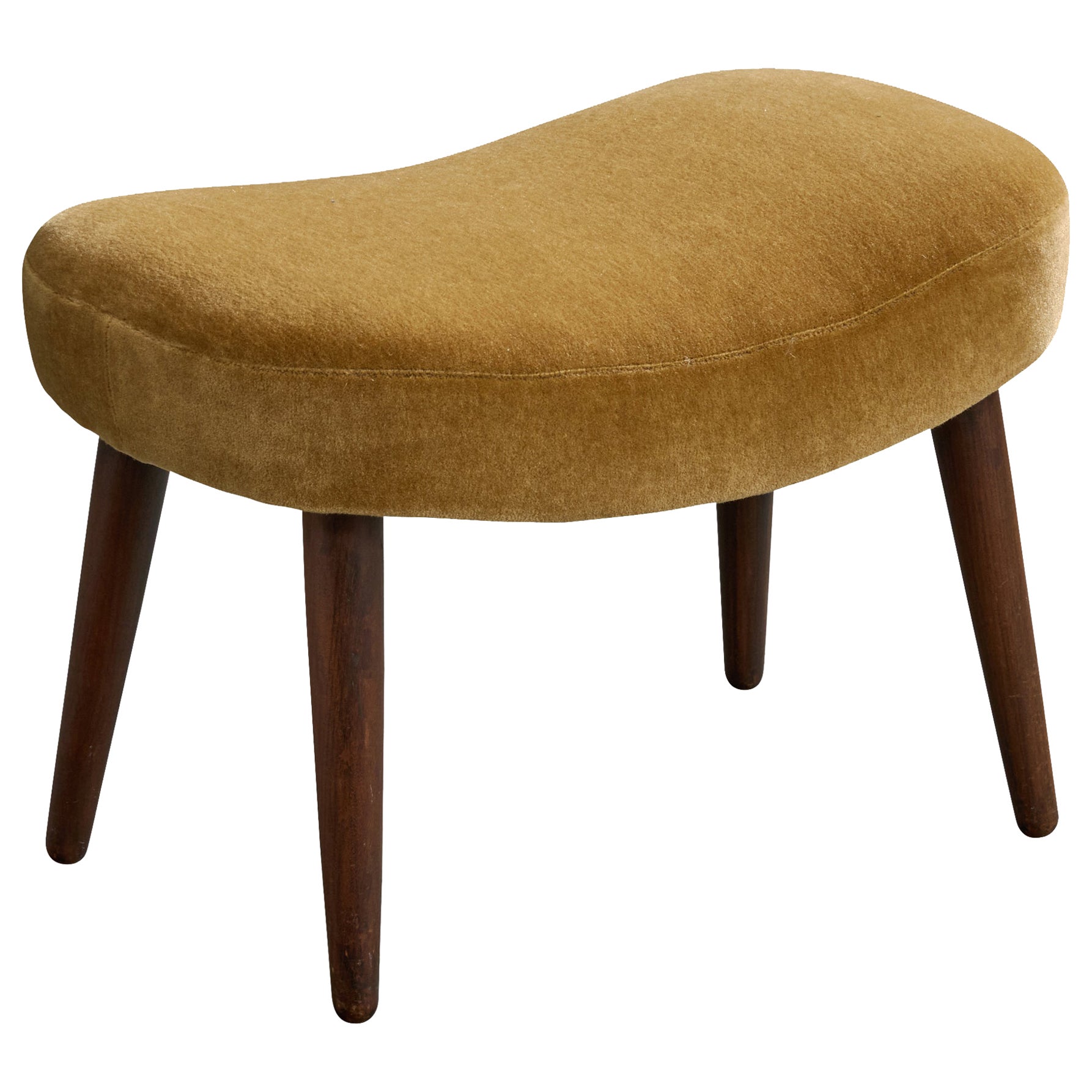 Madsen & Schubell, Taburete, Madera, Mohair, Dinamarca, Años 50