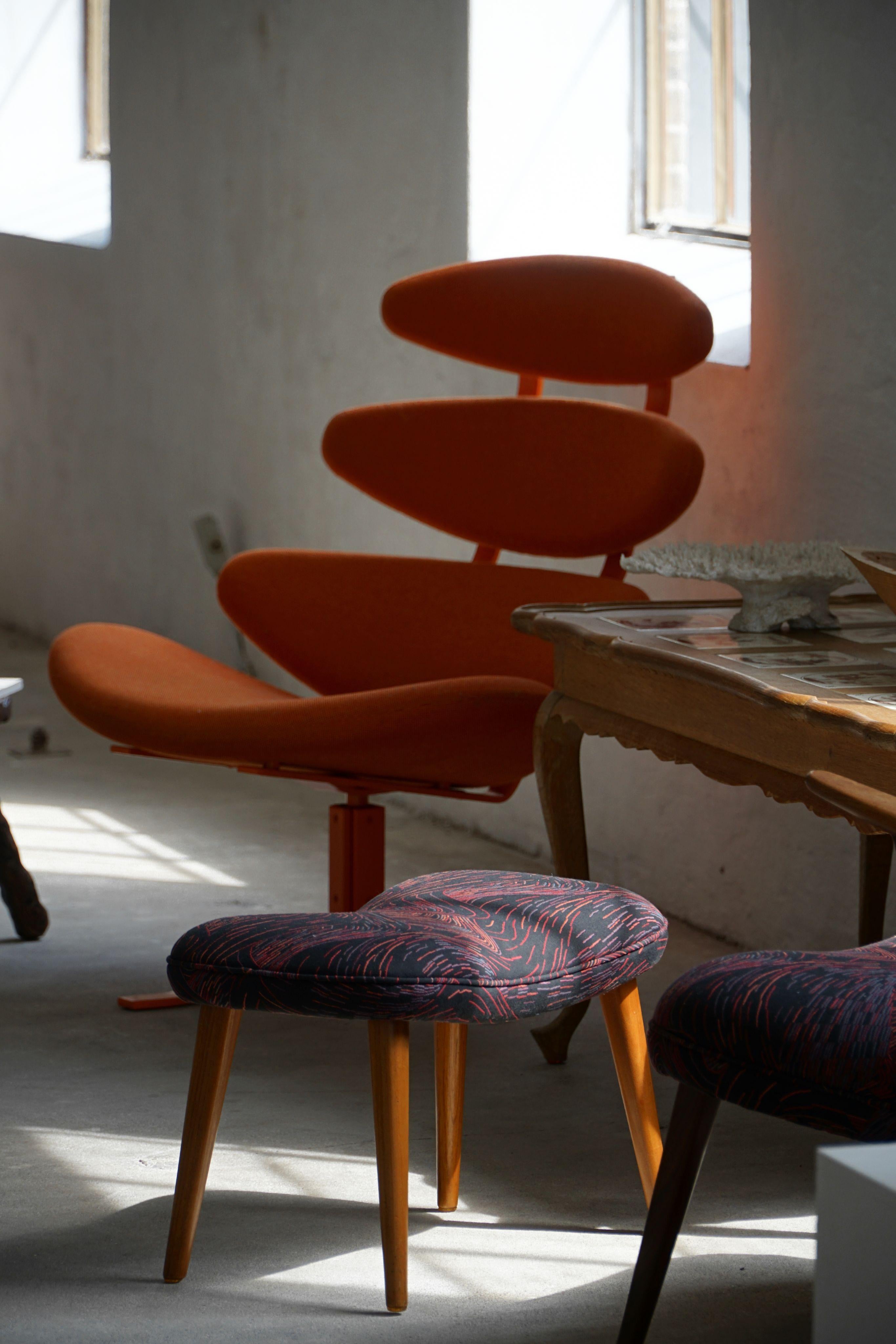 Madsen & Schubell, Ohrensessel und Hocker aus Teakholz, neu gepolstert, 1950er Jahre im Angebot 9