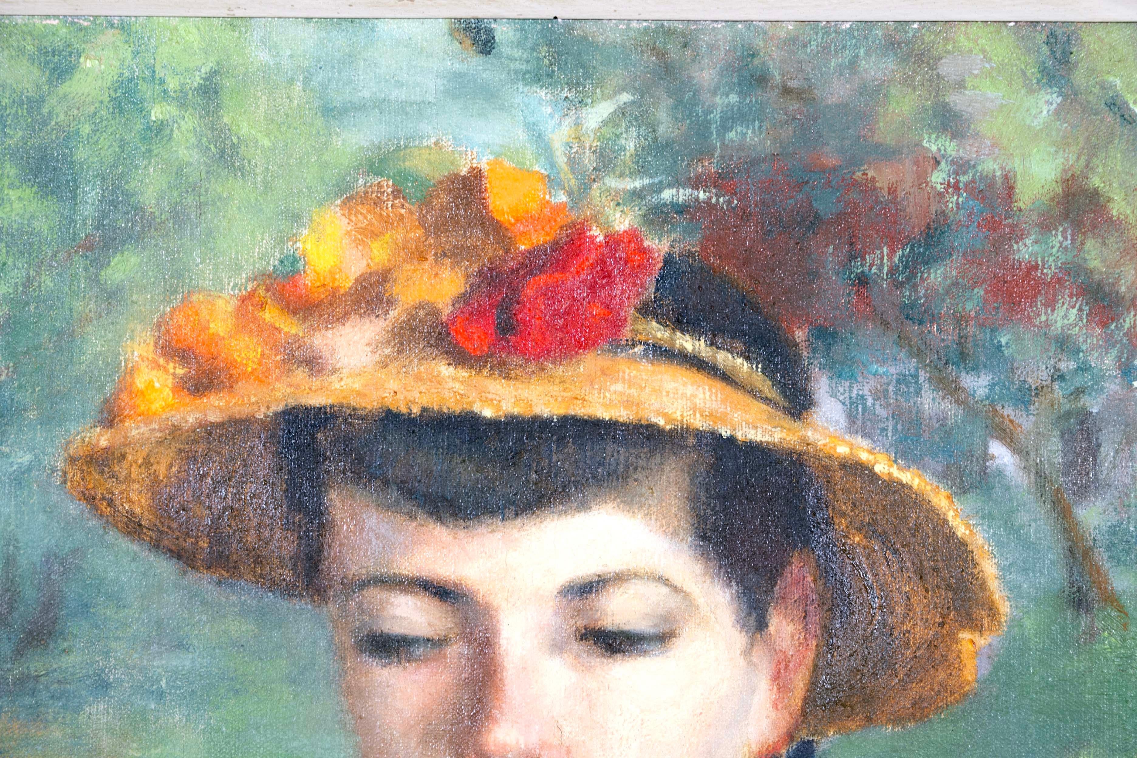 Tela A.I.C. Averill La lettera firmata Pittura ad olio modernista su tela con cornice 1952