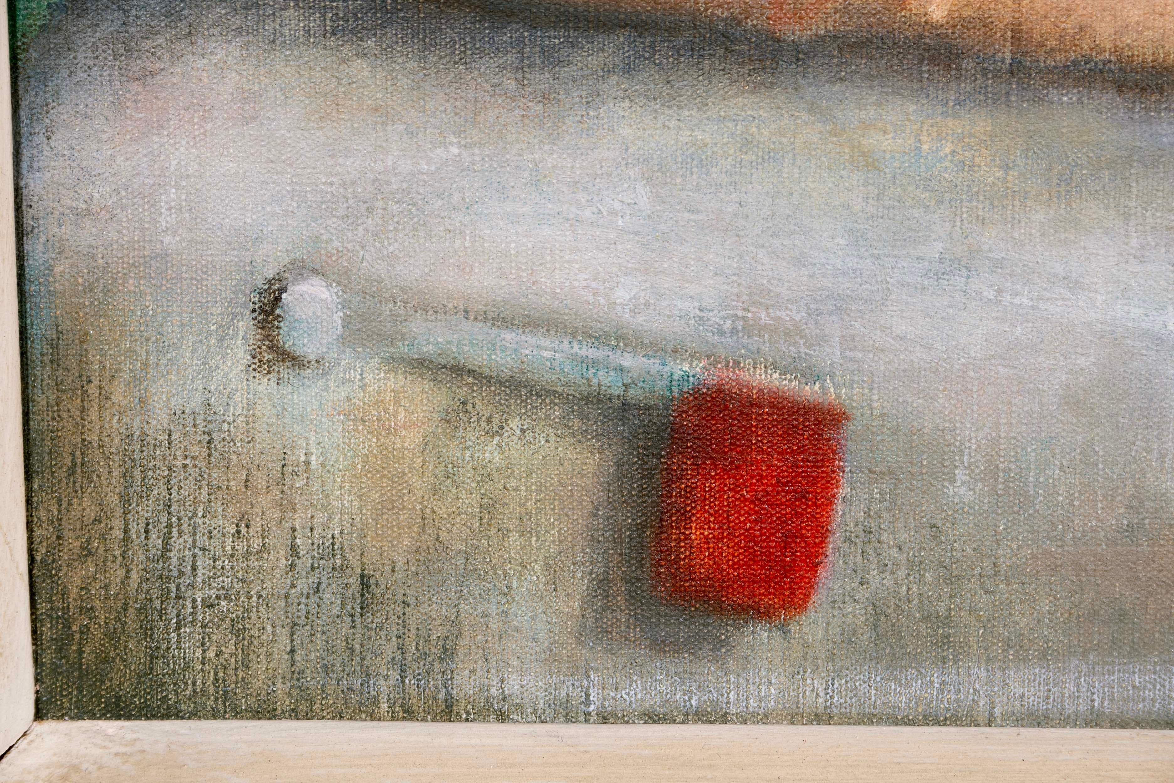 A.I.C. Averill La lettera firmata Pittura ad olio modernista su tela con cornice 1952 2