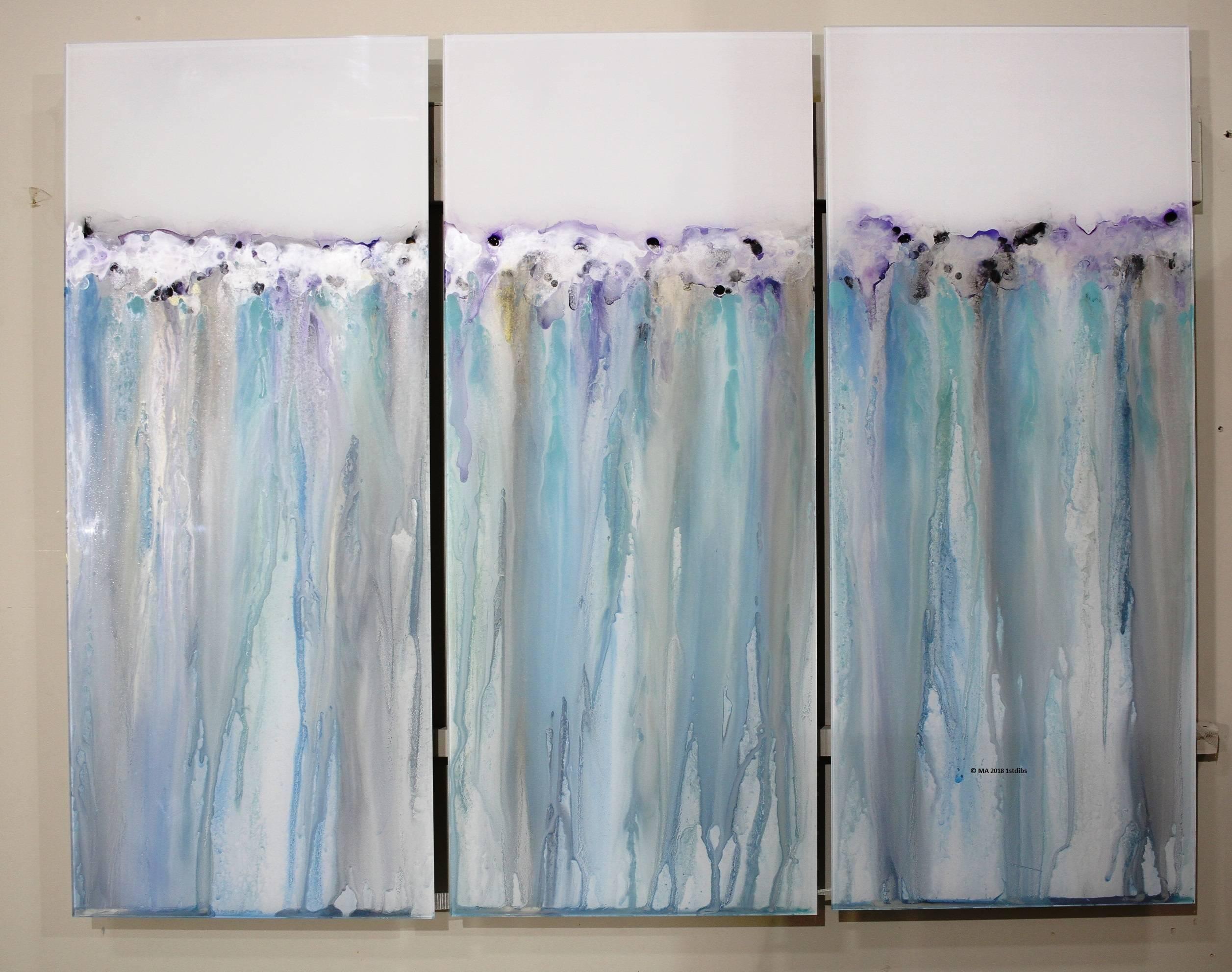 MAE Curates Abstract Painting - Large Abstract art on glass - color ink and oils in glass - Skf