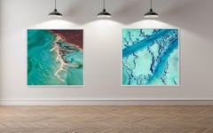 40x40in. Photographie aérienne de la terre, de la terre, de la mer -  Flow 19, SB, imprimé sans cadre