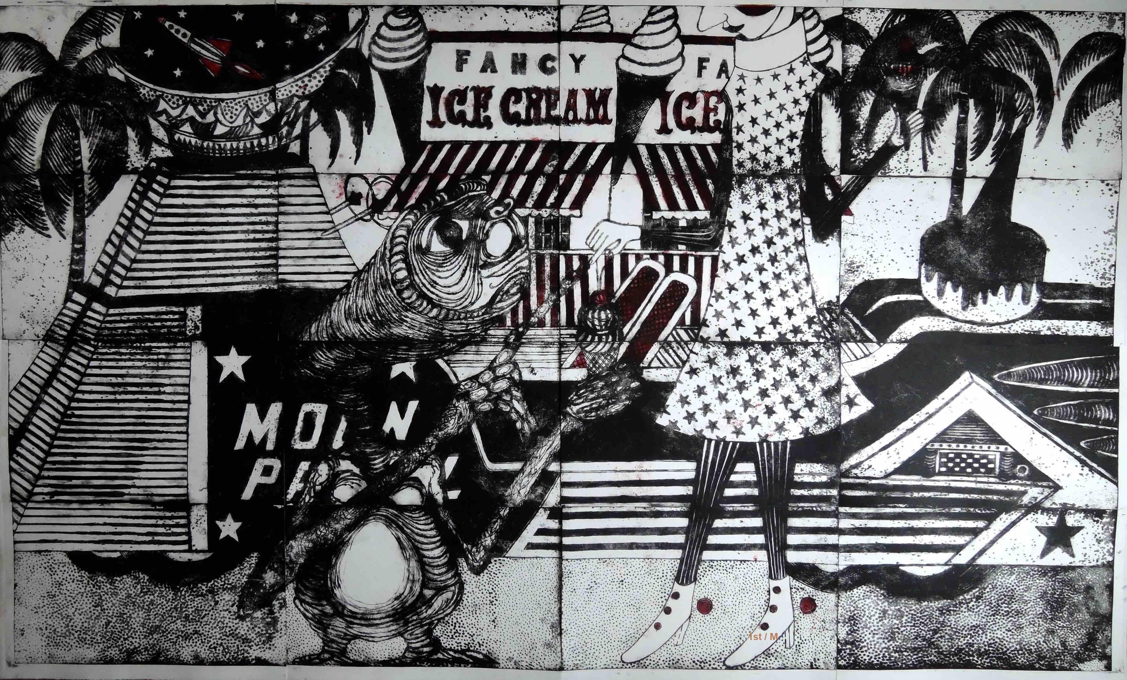MAE Curates Abstract Print - Etchings - "Hollywood" 