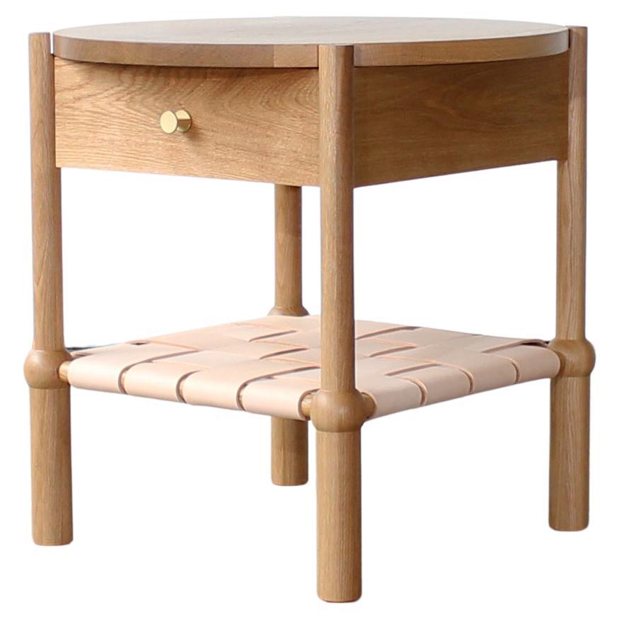 Mae Modern Solid Wood and Leather Side Table by Crump and Kwash