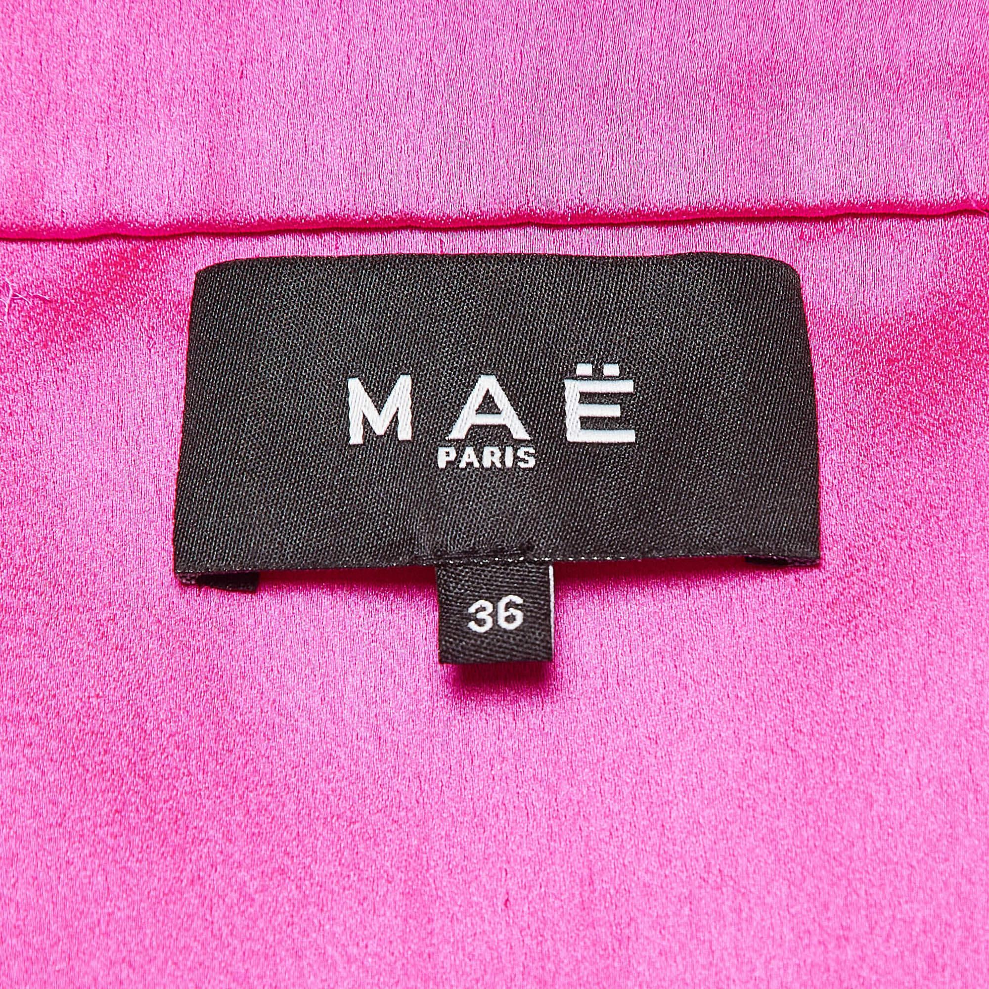 M.A.E Rosa Satin und Chiffon gerafftes Generationskleid mit Cape S im Angebot 3