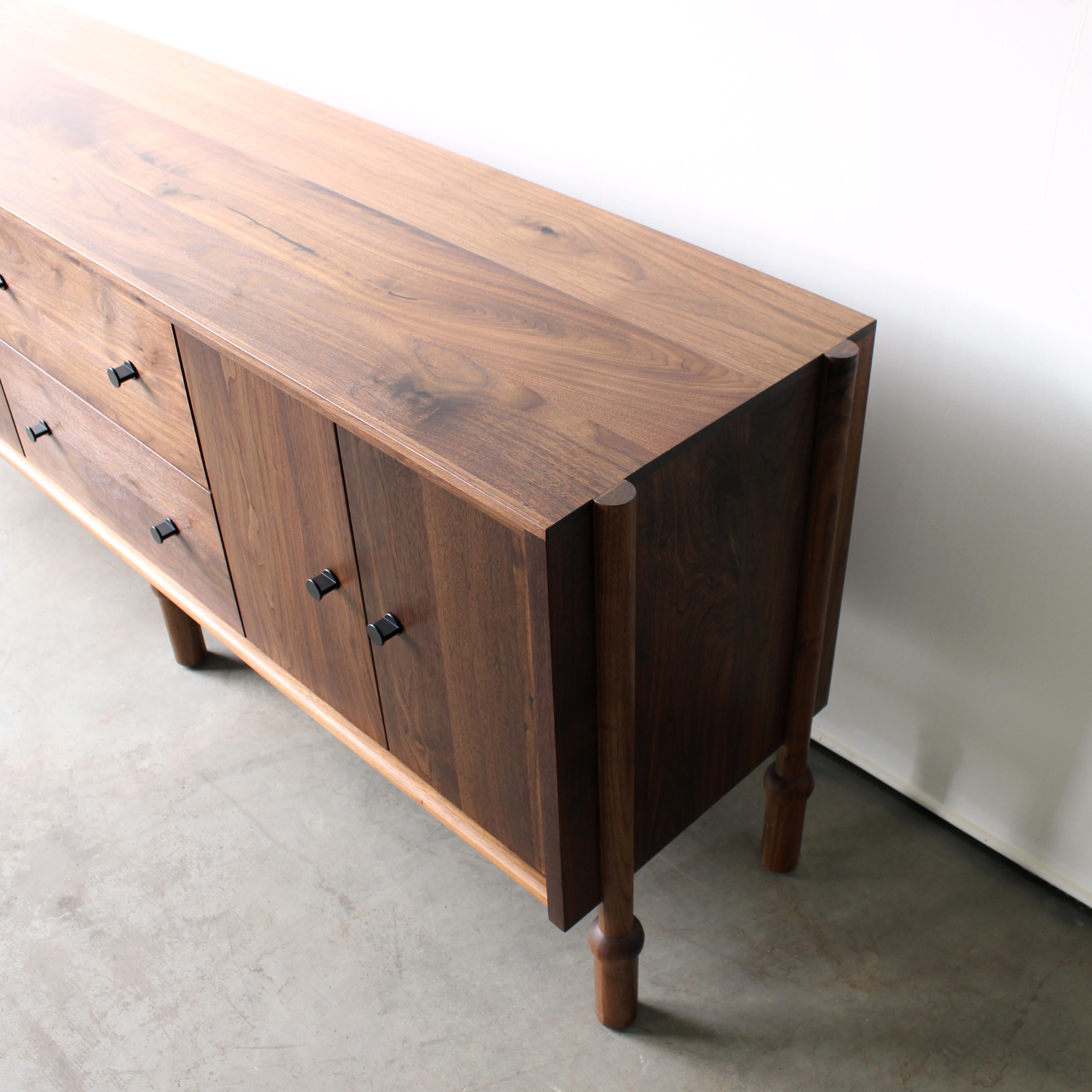 Modern Mae Solid Walnut Credenza, Console, Sideboard by Crump and Kwash For Sale