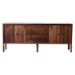 Vintage Mae Solid Walnut Credenza, Console, Sideboard by Crump and Kwash