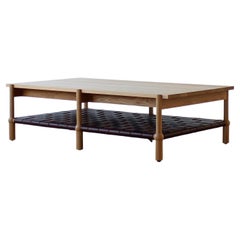 Mae Modern Solid Wood and Woven Leather Coffee Table by Crump and Kwash