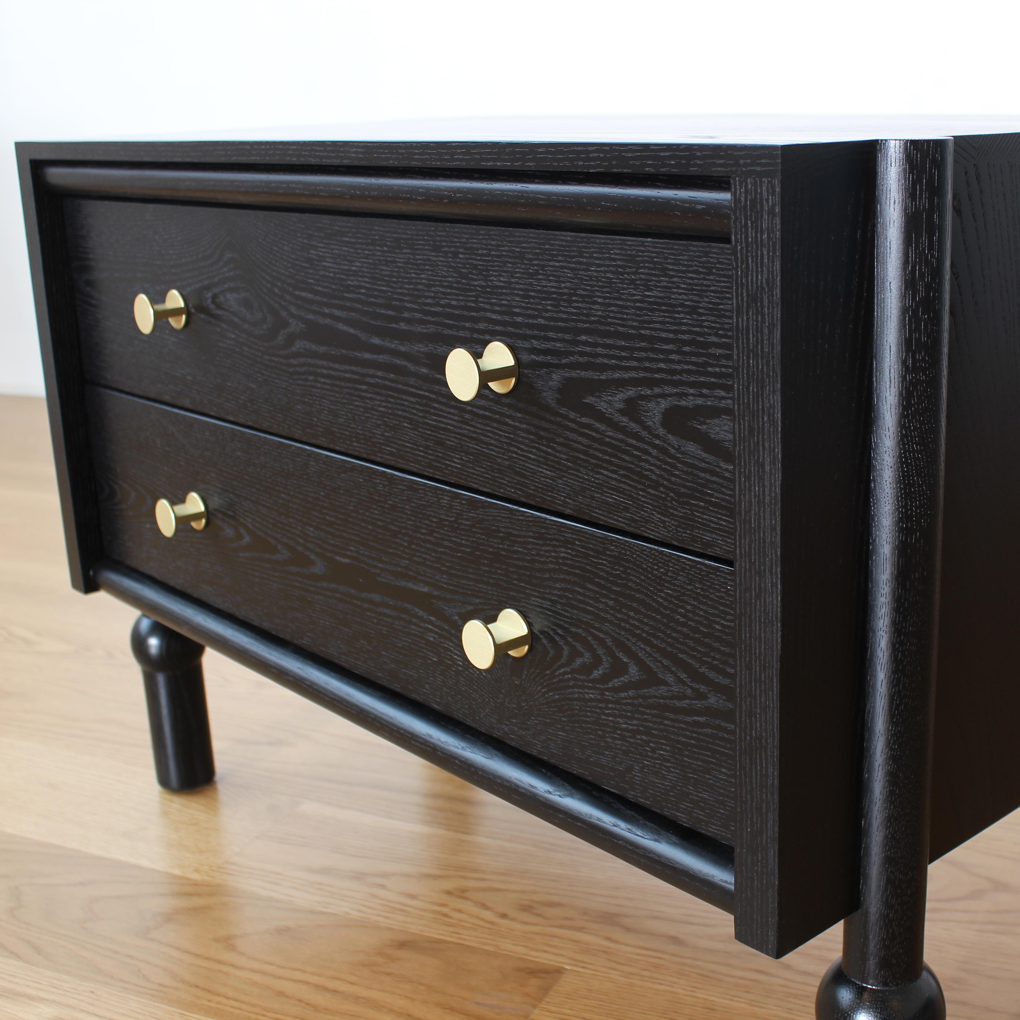 Blackened Mae Solid Wood Modern Nightstand and End Table by Crump and Kwash  For Sale