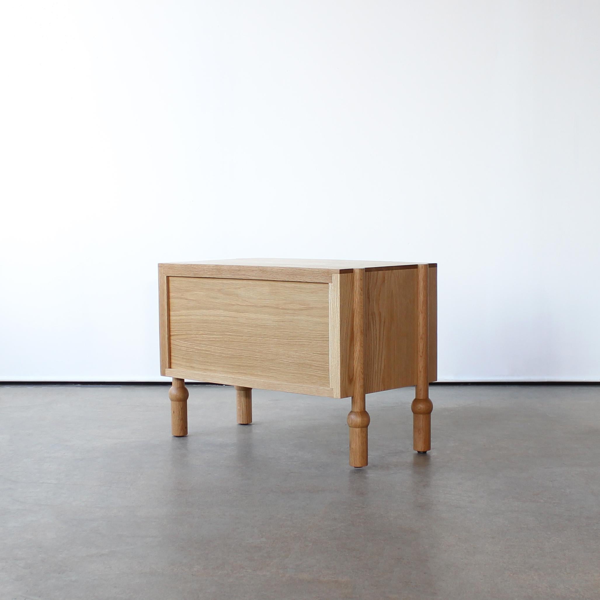 Brass Mae Solid Wood Nightstand and End Table by Crump and Kwash For Sale
