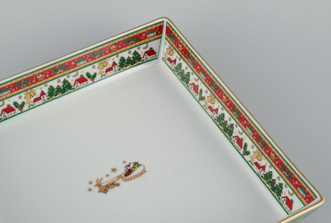 Japanese Maebata, Japan, Porcelain Dish with Christmas Motif, Late 20th Century For Sale
