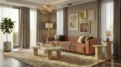 Tavolino da caffè Maelis di Nolita Harbour - Doppio travertino con radici di pioppo