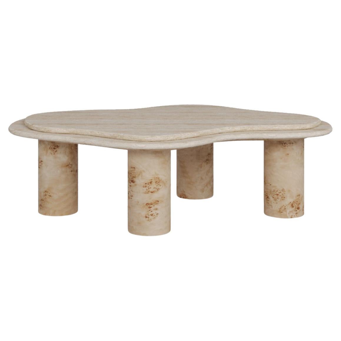Maelis Coffee Table by Nolita Harbour - Double Travertine with Poplar-Root