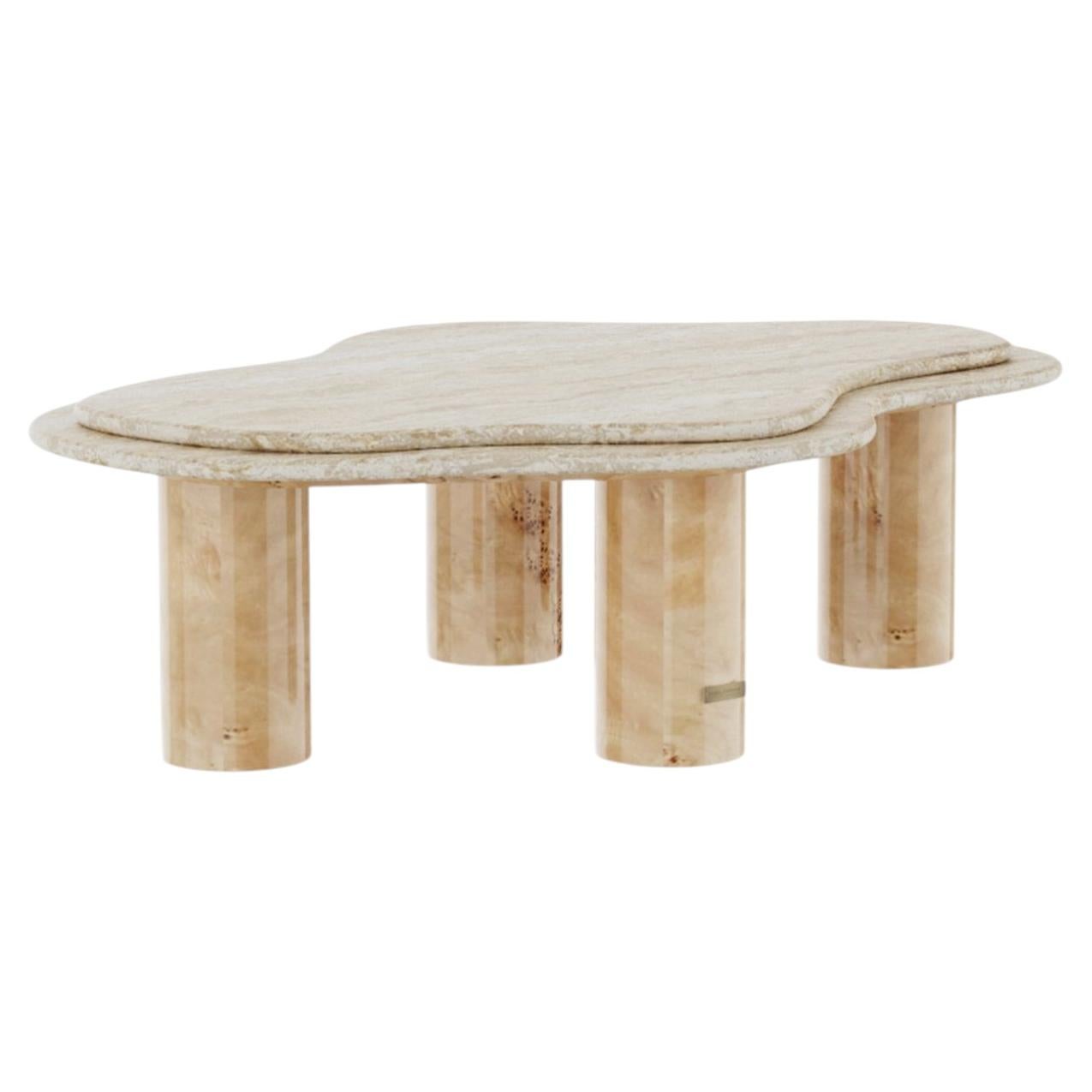 Maelis Coffee Table by Nolita Harbour - Double Travertine with Poplar-Root