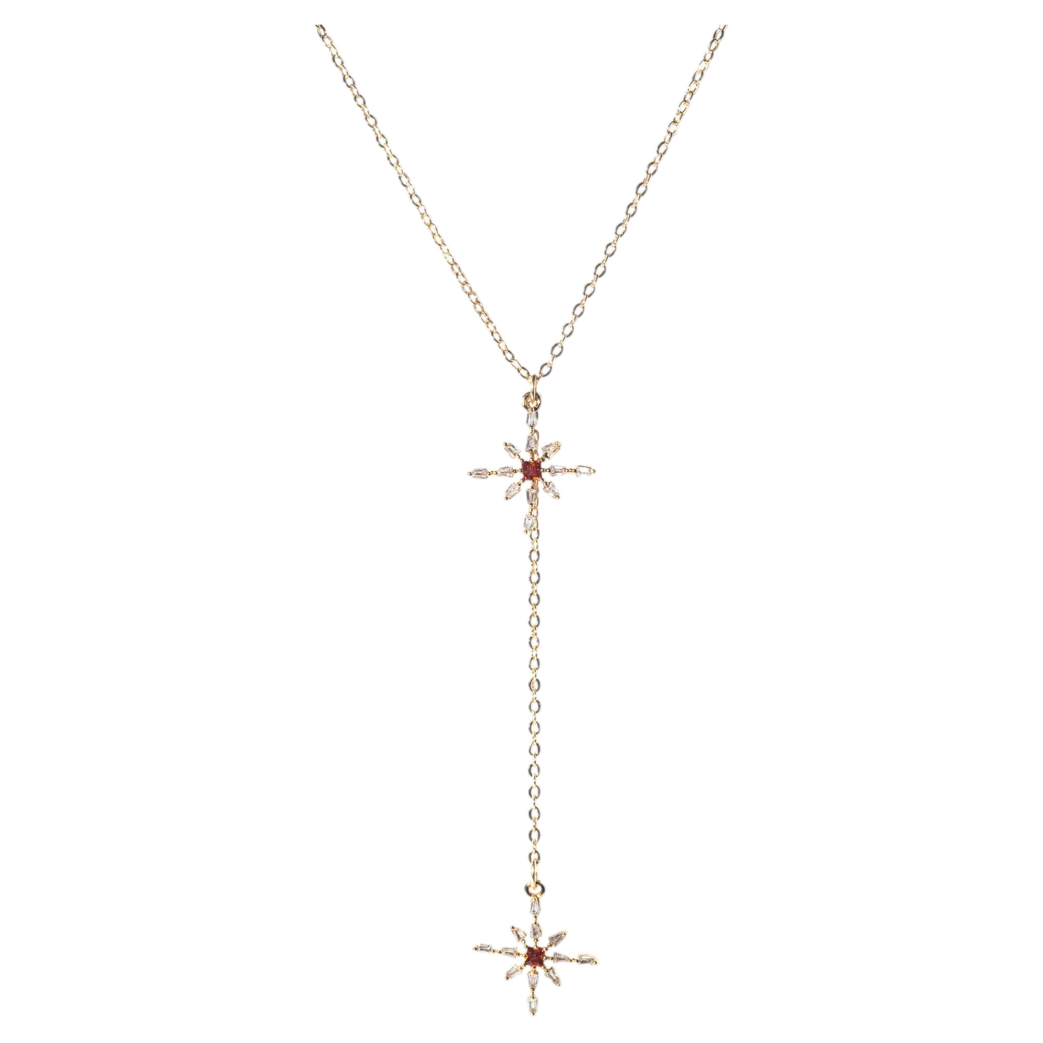 Collier Lariat Maelis avec deux pendentifs en forme d'étoile