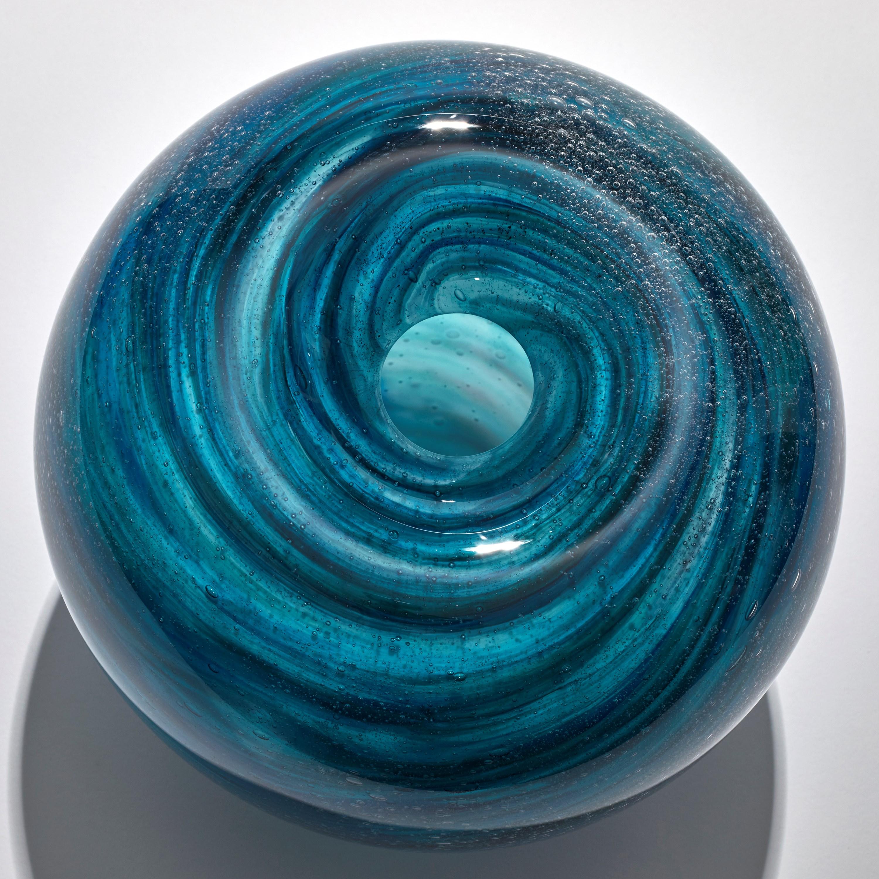 Organic Modern Maelstrom, Blue & Aqua Glass Sculptural Centrepiece by Cathryn Shilling For Sale