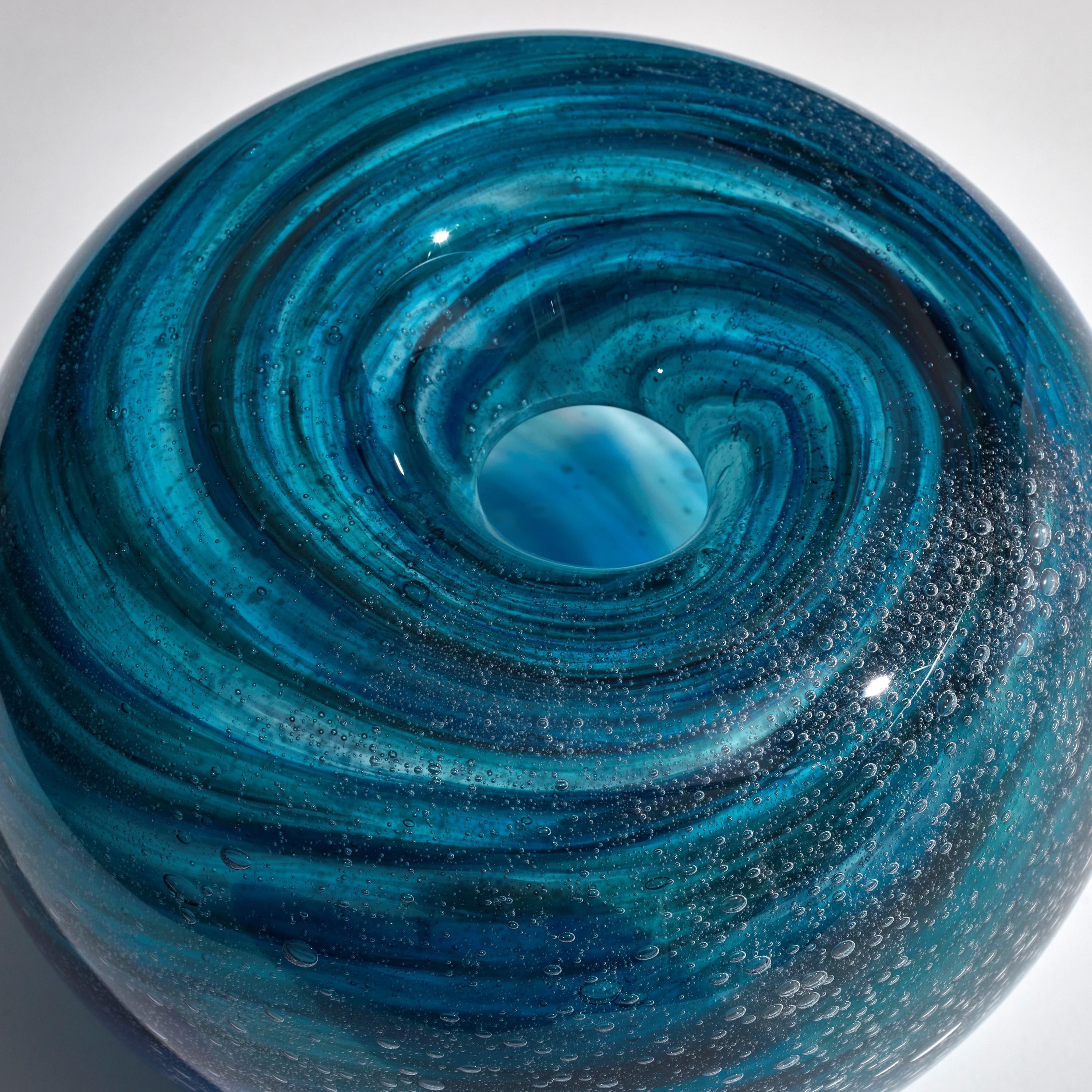 British Maelstrom, Blue & Aqua Glass Sculptural Centrepiece by Cathryn Shilling For Sale