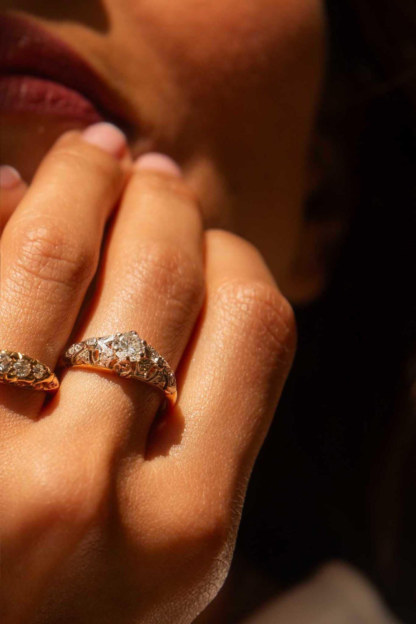 A grand tapestry of 18 carat white and yellow gold, our Maelynn Ring shines. Her cluster of diamonds sparkle and dance in the light. Crafted with beauty and grace, she is now and always will be a cherished symbol of an enduring love that will reach