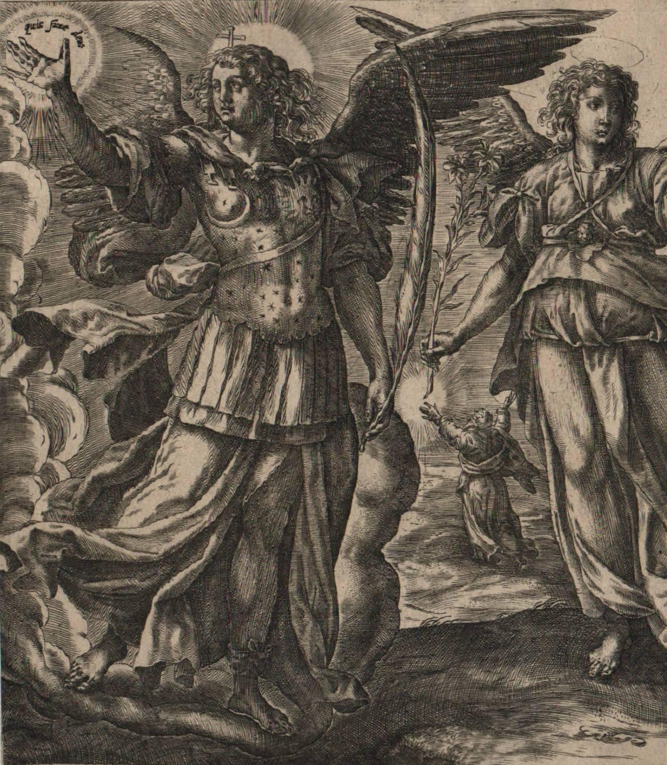 Angels - Framed Set of 2 Engravings - Old Master Engraving after Maerten de Vos 3