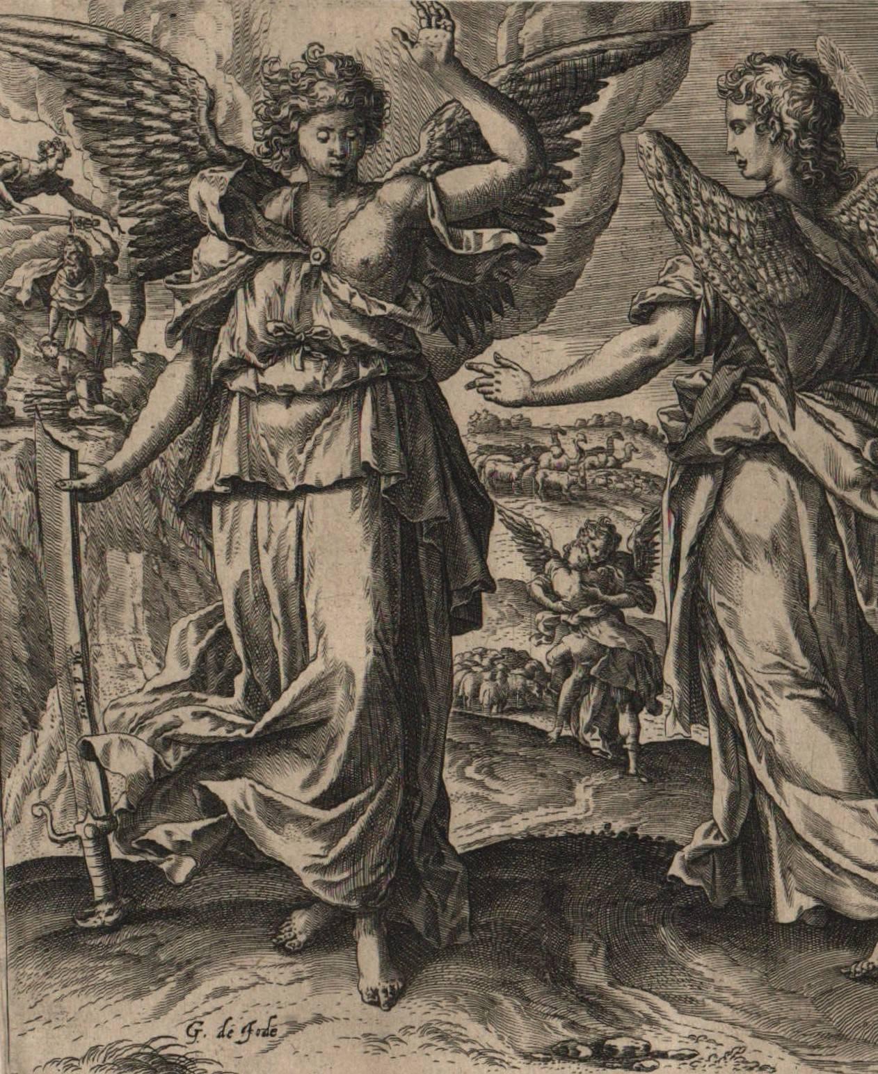 Angels - Framed Set of 2 Engravings - Old Master Engraving after Maerten de Vos 5