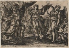 Angels - Framed Set of 2 Engravings - Old Master Engraving after Maerten de Vos