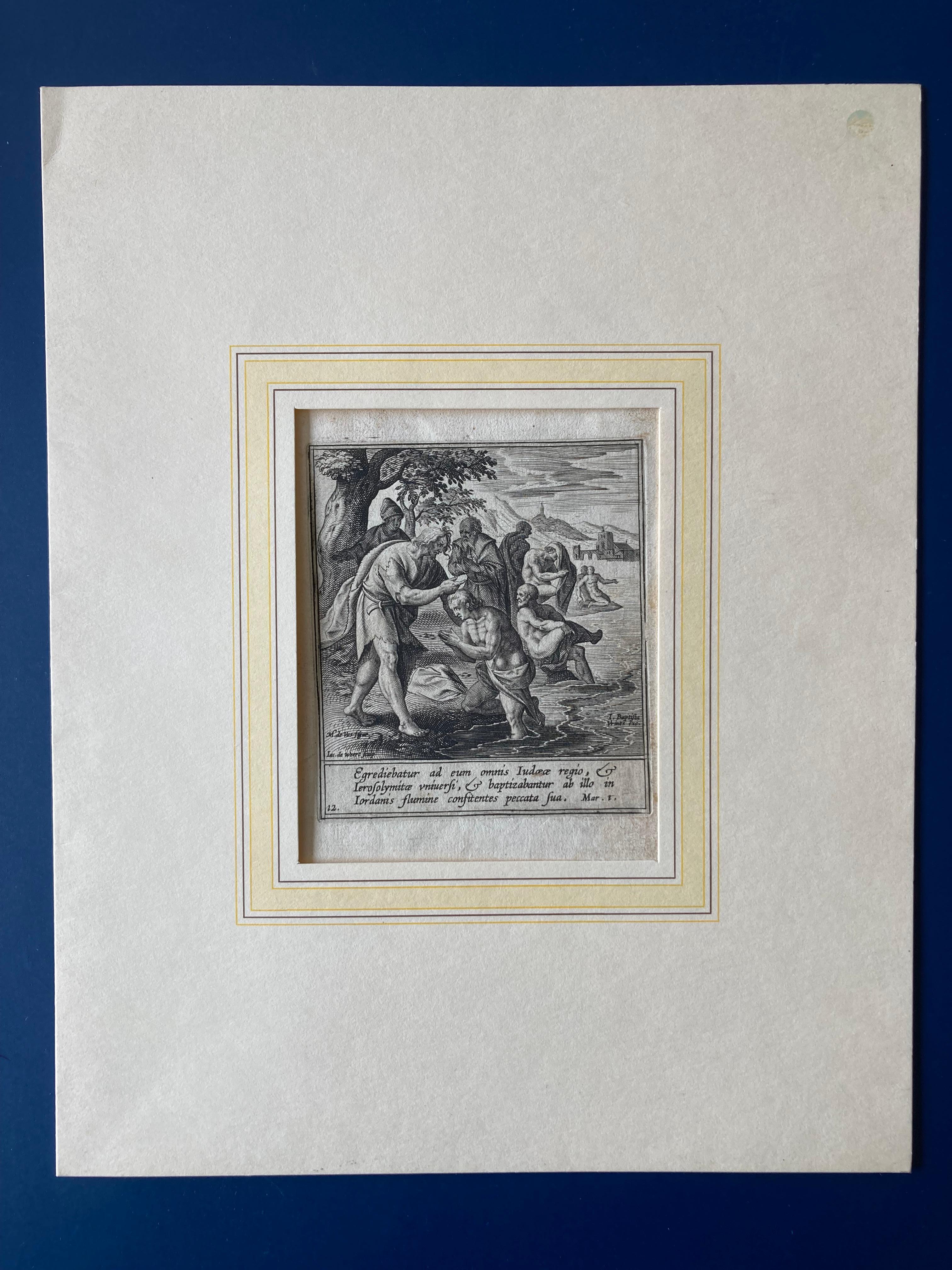 De Vos, Baptista Vrints, Baptismus, Kupferstich (Renaissance), Print, von Maerten De Vos