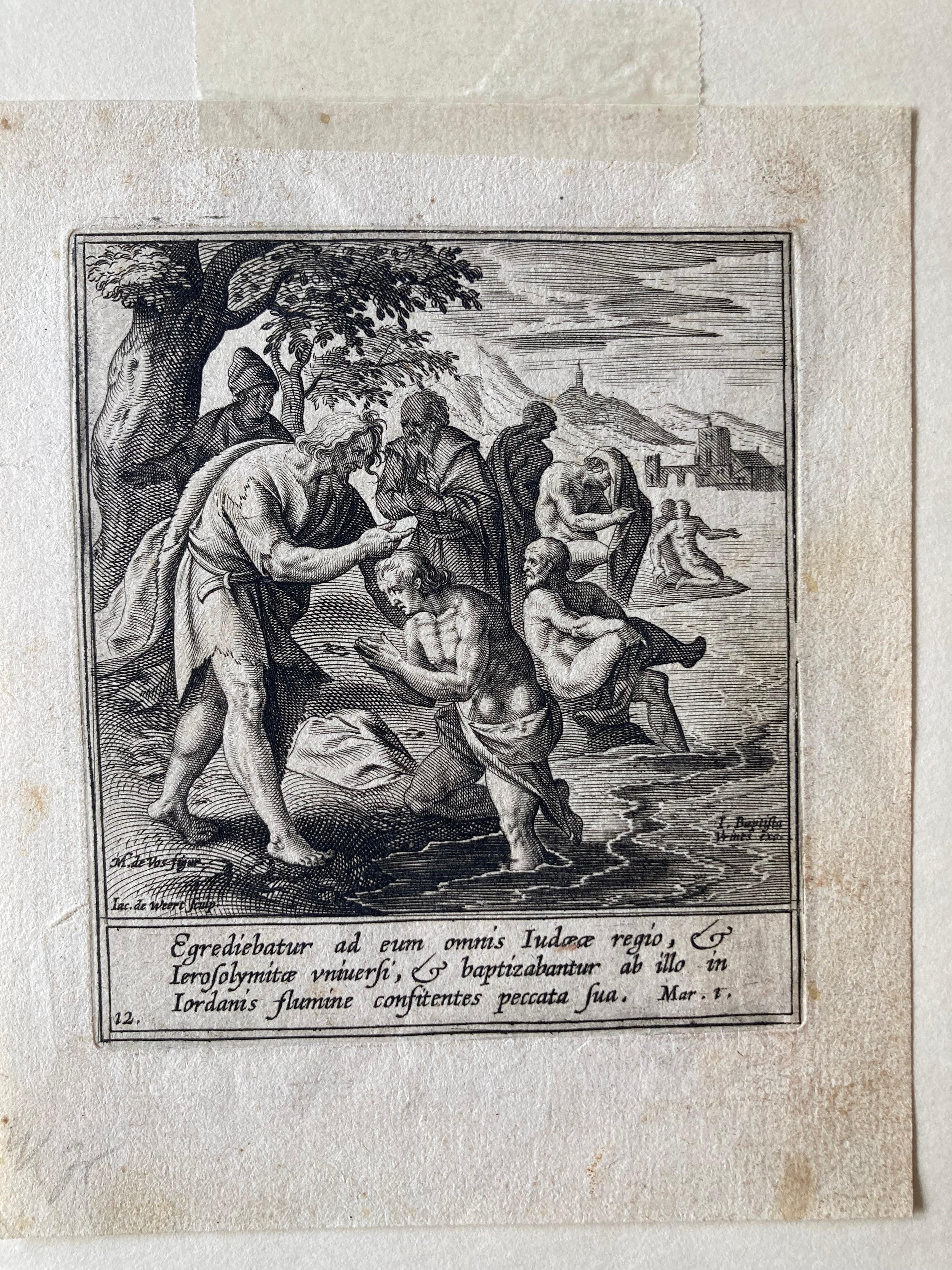 Maerten De Vos, Baptista Vrints, Christ Baptism, Engraving, Old Master For Sale 3
