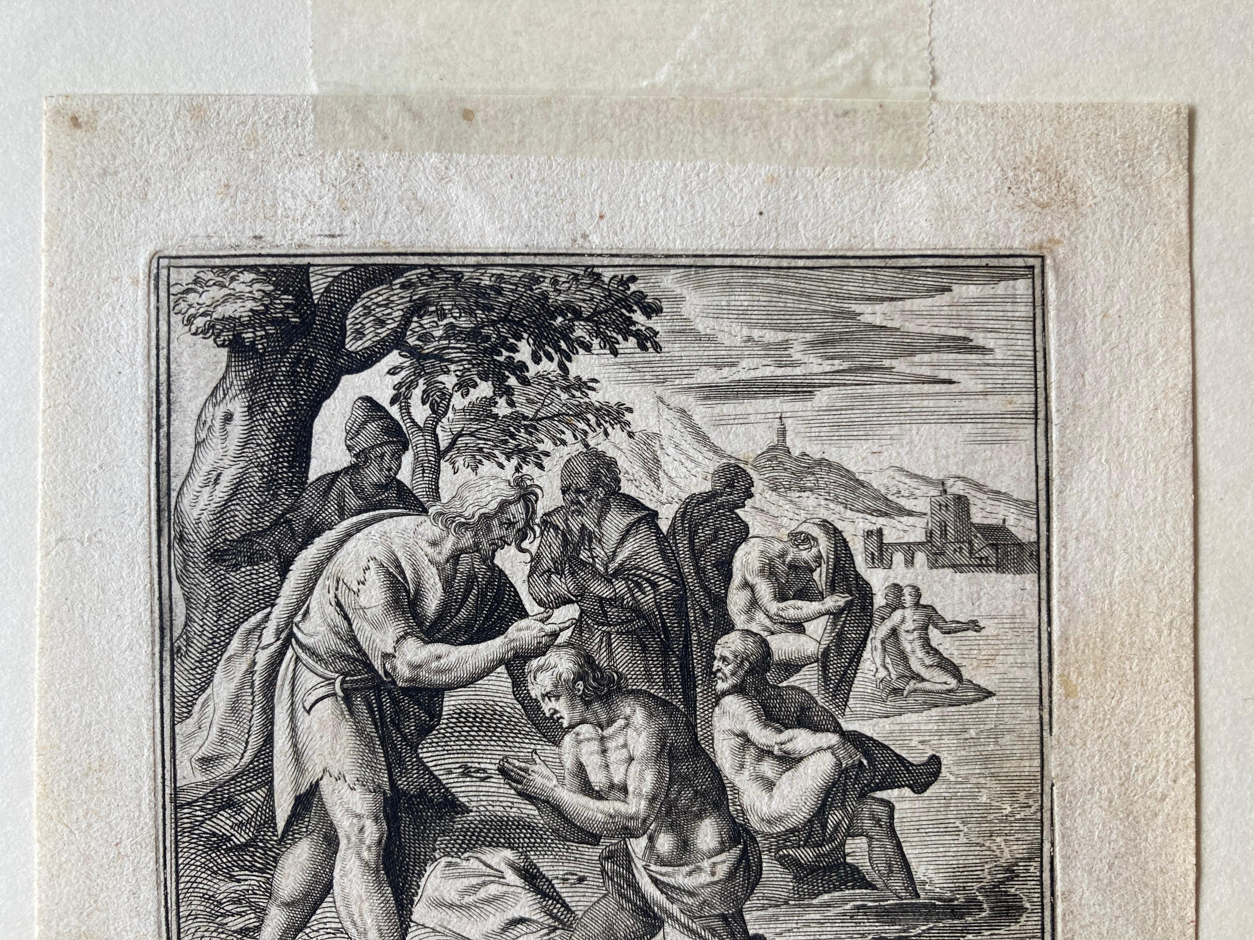 Maerten De Vos, Baptista Vrints, Christ Baptism, Engraving, Old Master For Sale 5
