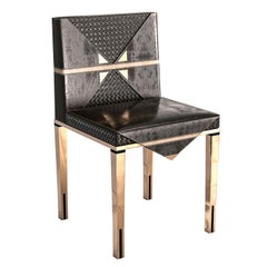 "Maestà" Chair with Bronze Details and Tailor Made Leather, Istanbul