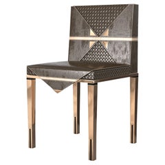 "Maestà" Chair with Bronze Details and Tailor Made Leather, Istanbul