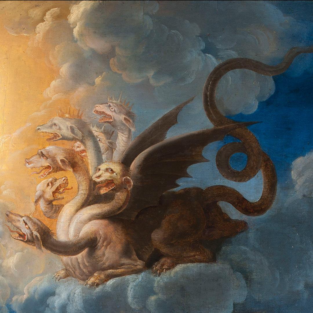 XVIe siècle par un maestro napolitain Vision de Saint John à Patmos Huile sur panneau en vente 3