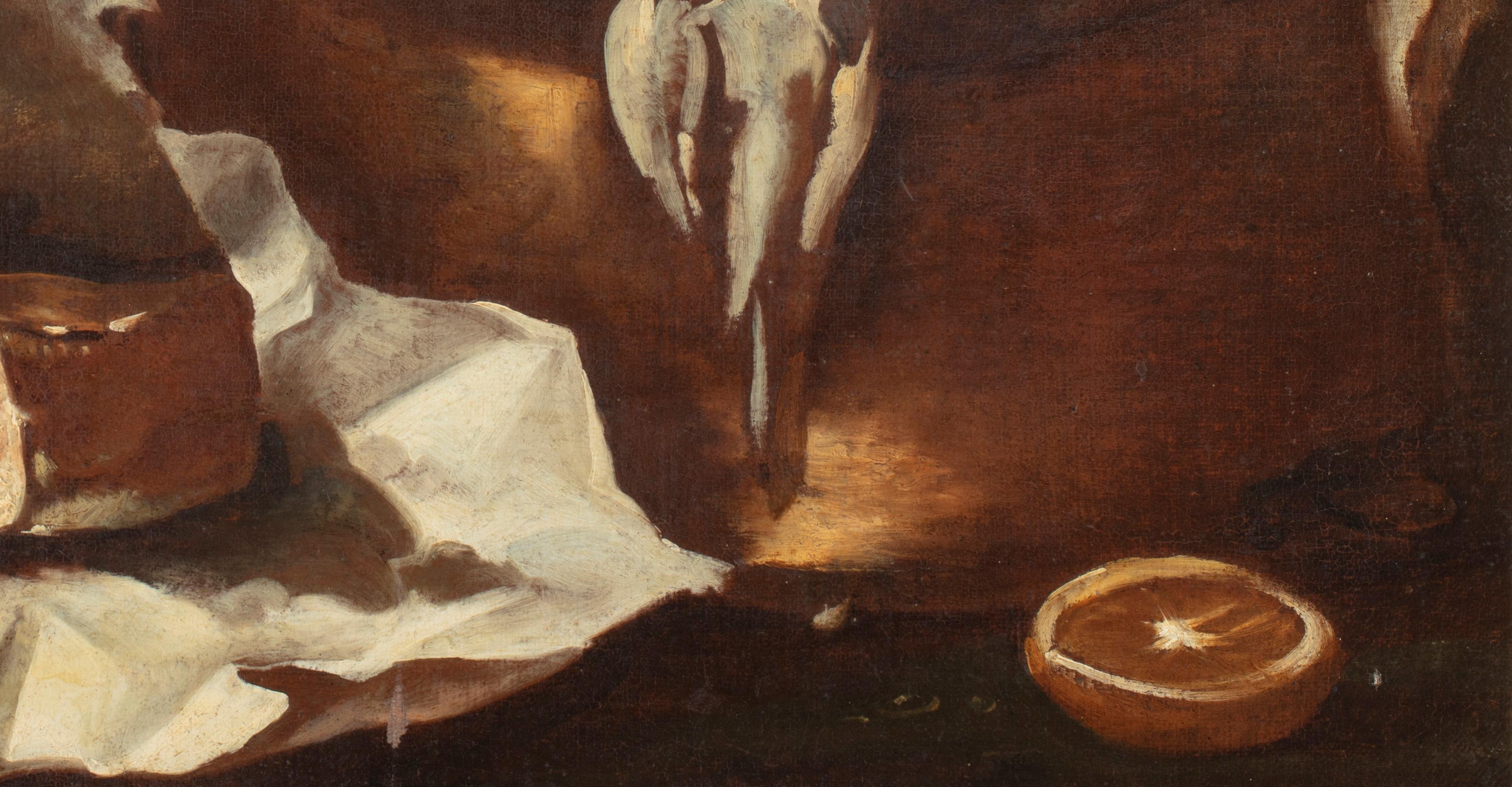 Neapolitanischer Maestro aus dem 17.
Titel: Stilleben mit Tintenfisch
Medium: Öl auf Leinwand
Maße: ohne Rahmen 48,5 x 63 cm - mit Rahmen 59 x 73,5 cm
Antiker geformter und vergoldeter Holzkastenrahmen.

Dieses schöne Ölgemälde stammt aus der