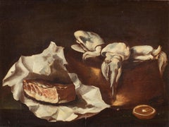 17th Century by Neapolitan Maestro Still Life with Cuttlefish Oil on Canvas