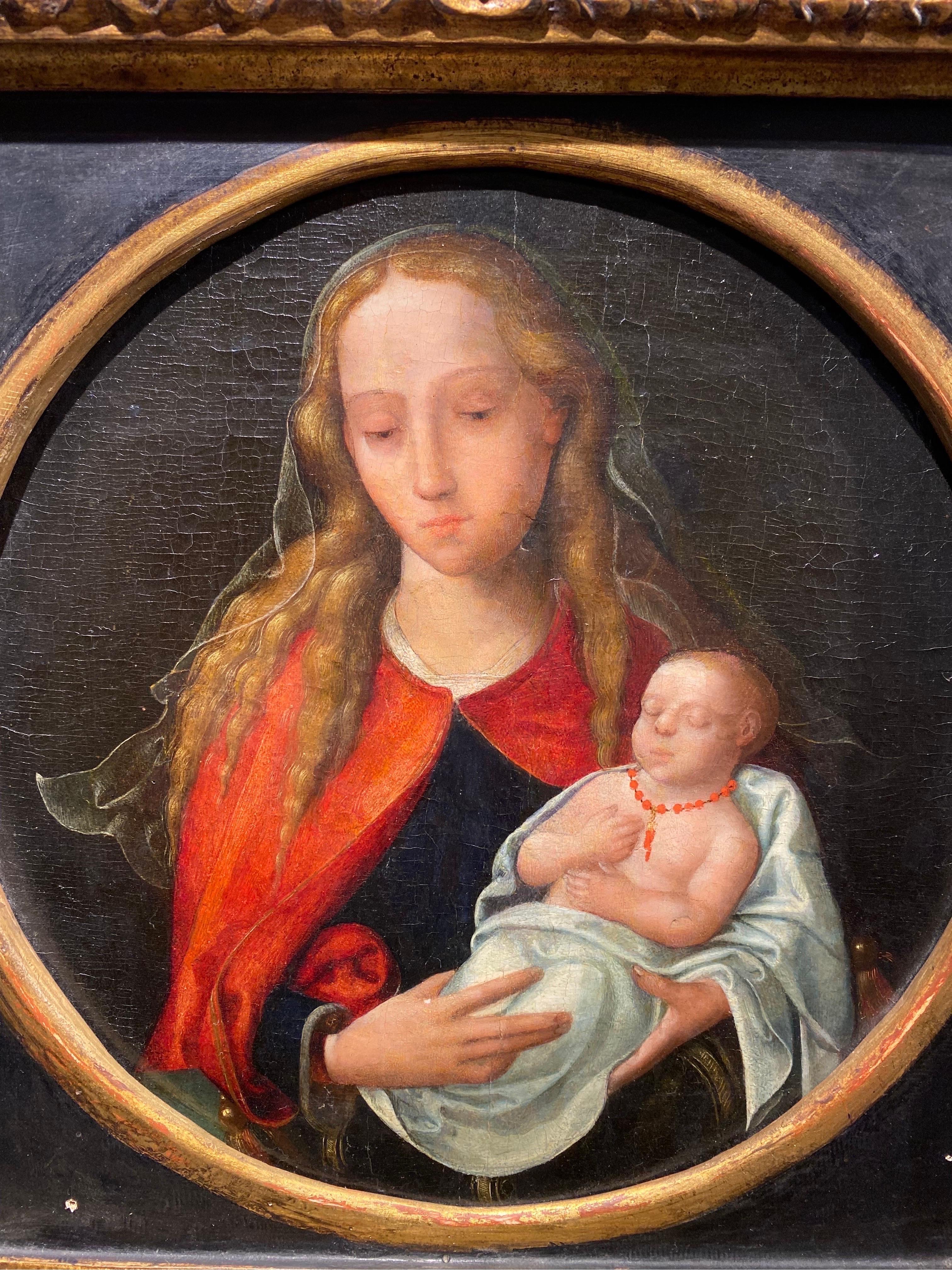 16 century
Virgin and child - Painting by Maestro de las medias figuras
