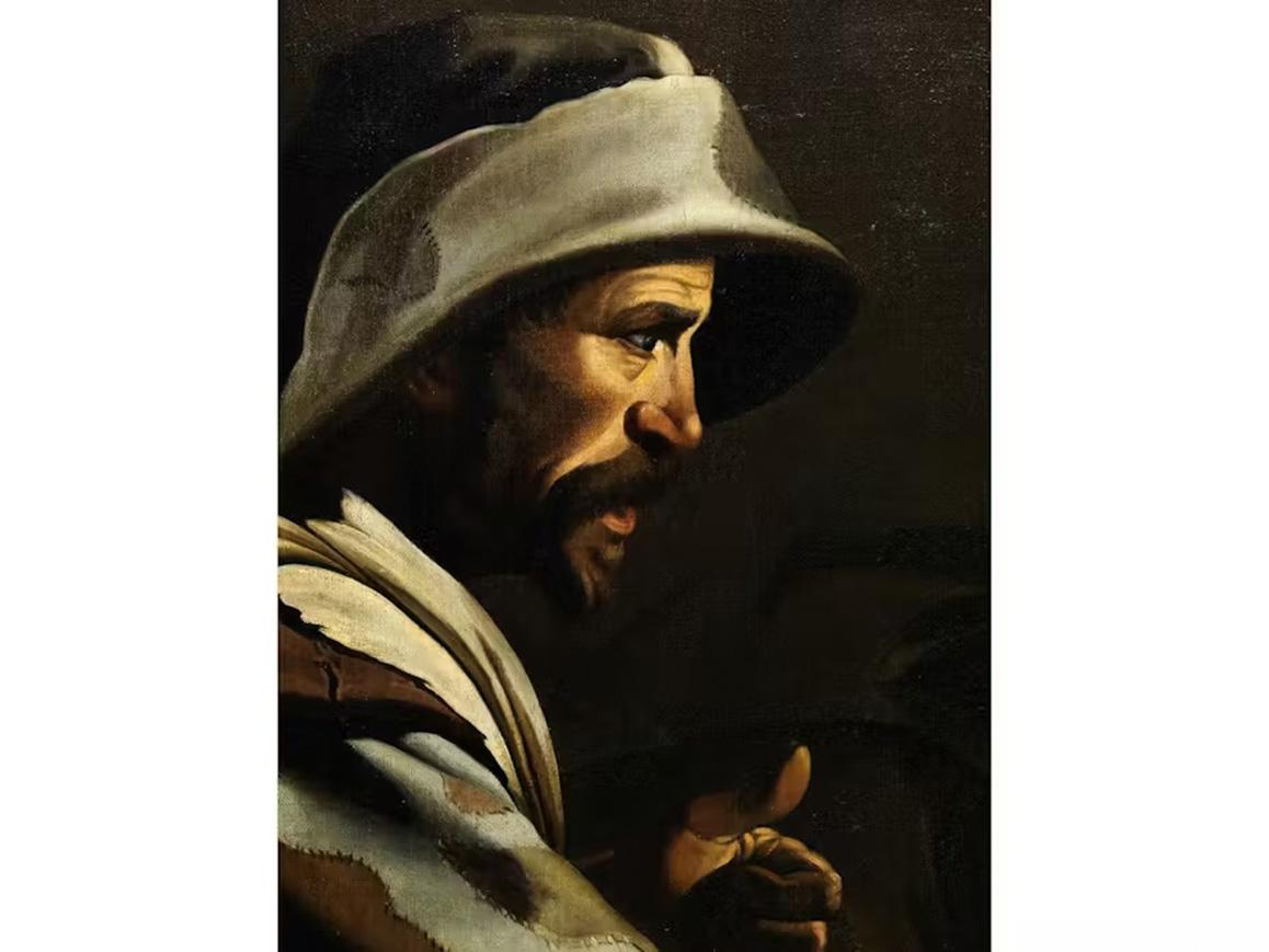 17th Century Maestro della Flagellazione di Cesena Morra players Oil on canvas For Sale 7