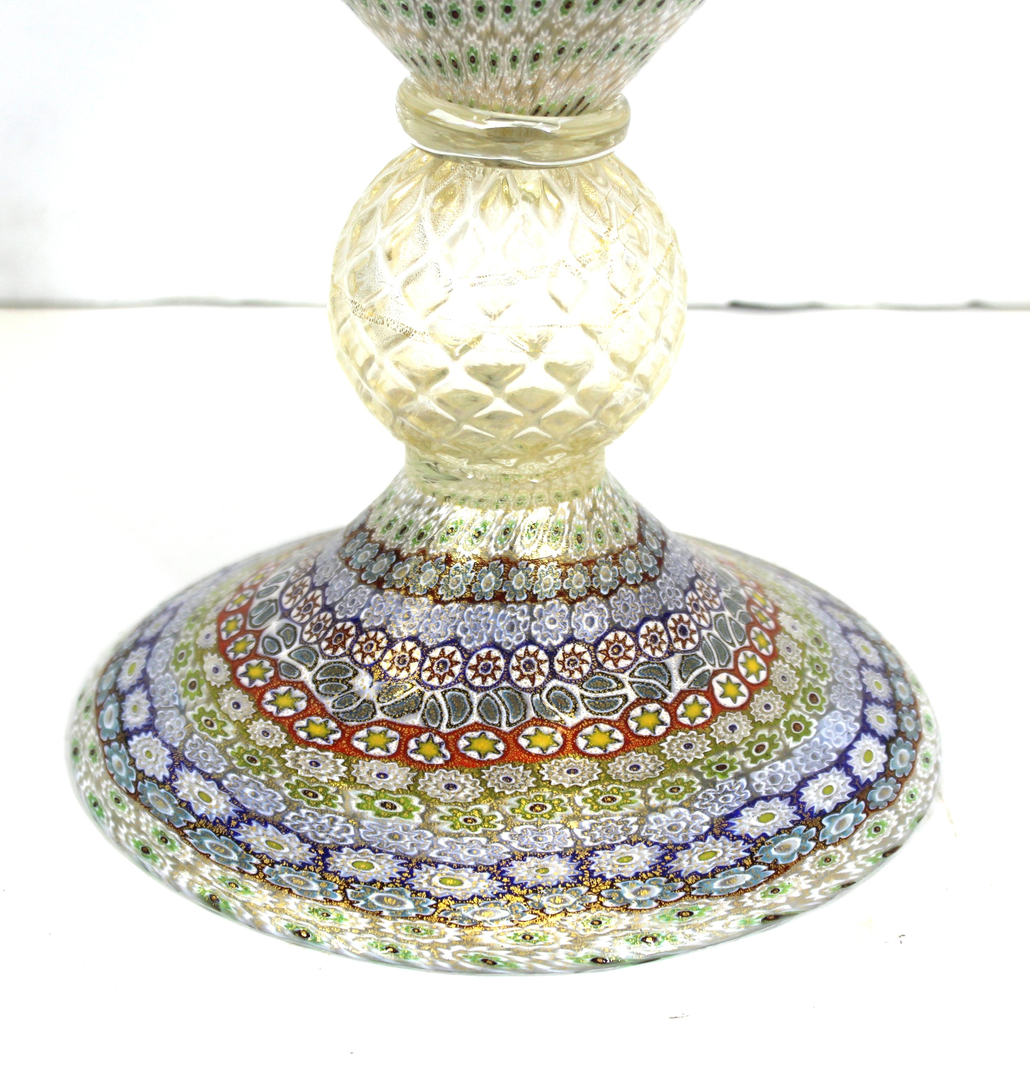 Maestro Imperio Rossi Italian Murano Glass Millefiori Monumental Vase For Sale 2