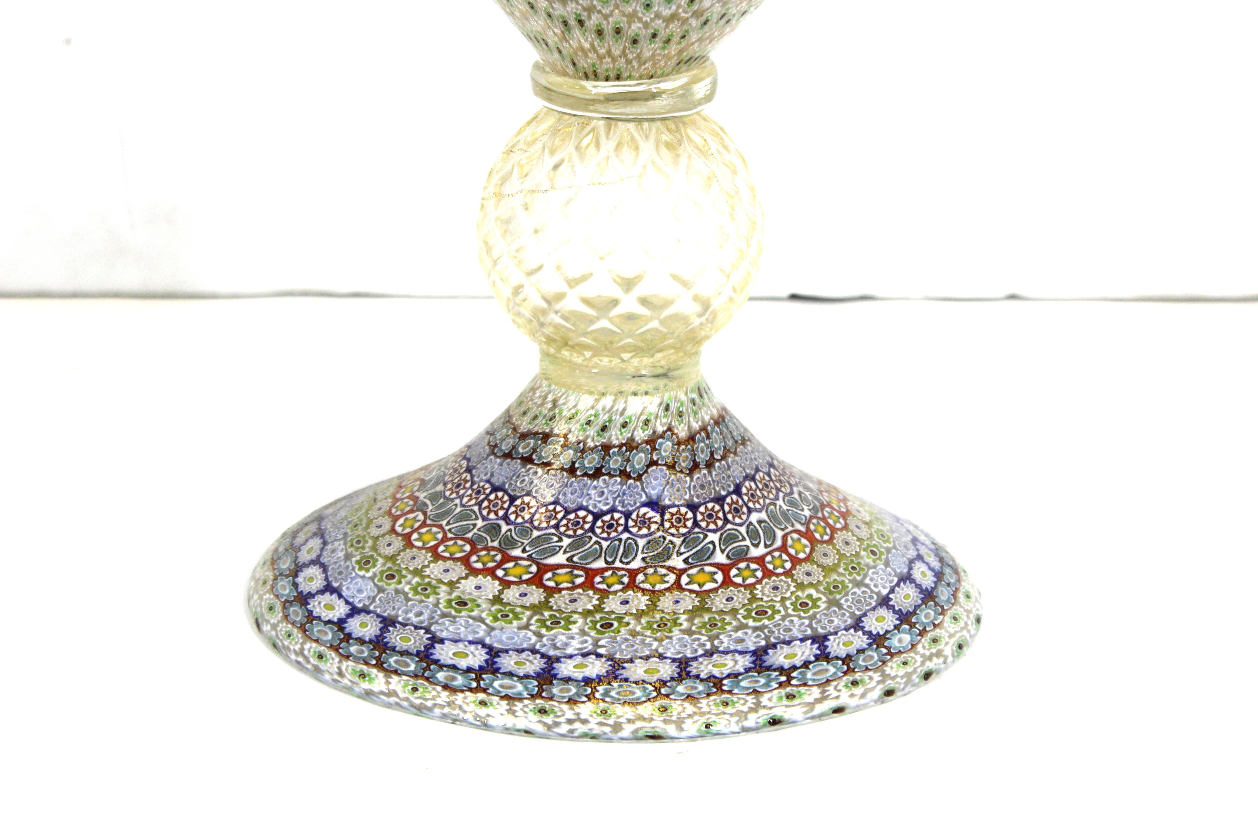 Neoclassical Revival Maestro Imperio Rossi Italian Murano Glass Millefiori Monumental Vase For Sale