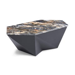 Maeve Coffee Table, Wood with Marble Top Modern and Minimalist Mid Table
