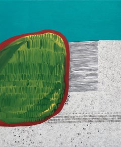 "Chum Line" 2025 olio e acrilico su tela 24 x 20 pollici.