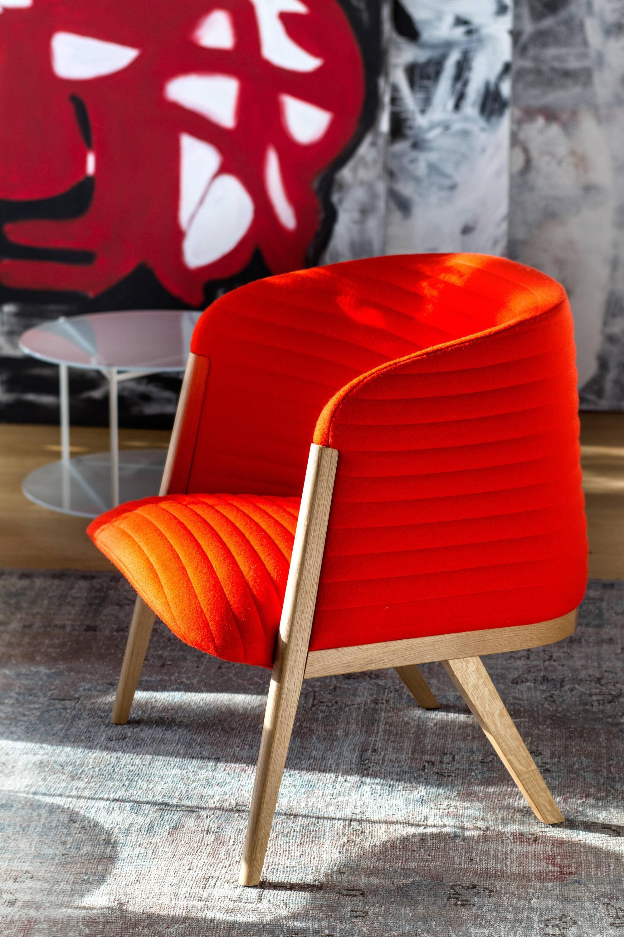 Mafalda Armchair by Patricia Urquiola for Moroso in Oak with Leather or Fabric In New Condition For Sale In Rhinebeck, NY