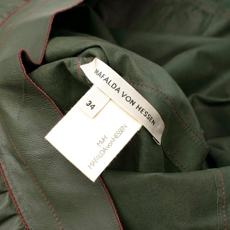 Mafalda Von Hessen Tie-Neck Green Leather Shirt FR 34 / US 0-2 For Sale ...