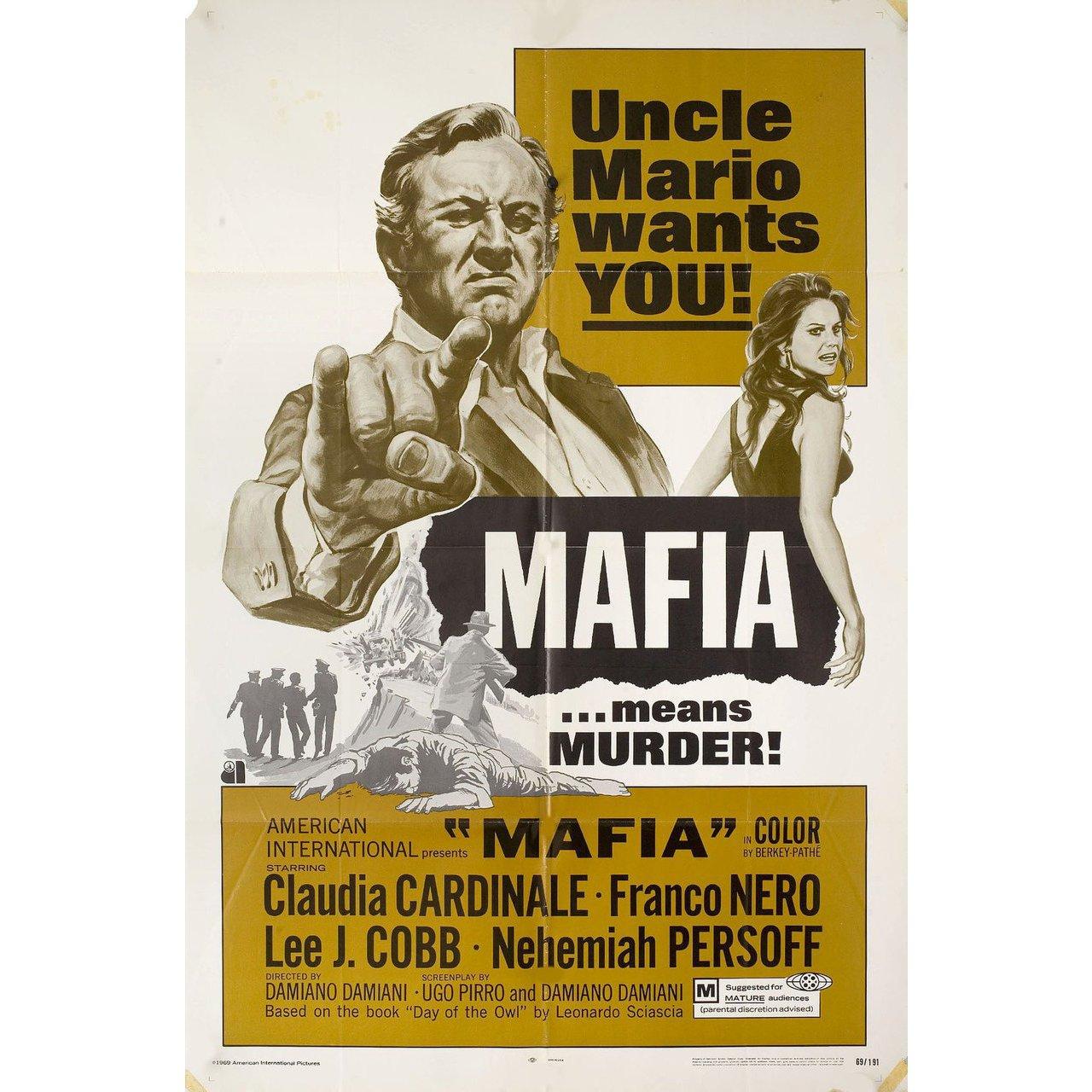 Original 1968 U.S. one sheet poster for the film Mafia (Il giorno della civetta) directed by Damiano Damiani with Claudia Cardinale / Franco Nero / Lee J. Cobb / Tano Cimarosa. Very good condition, folded. Many original posters were issued folded or