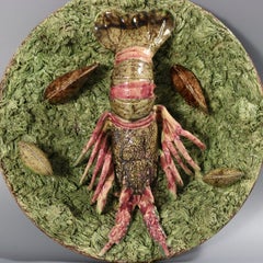 Piatto aragosta in maiolica Mafra Palissy