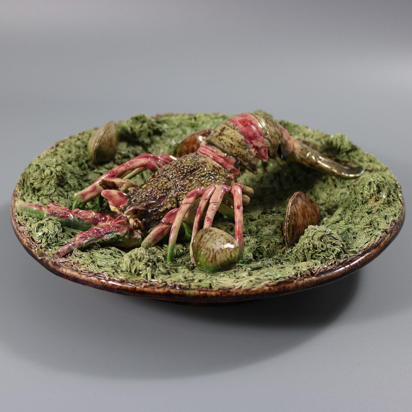 19th Century Mafra Palissy Majolica Lobster Plate For Sale