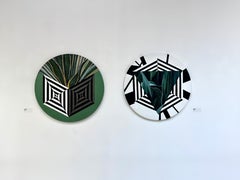 Acrylic Painting: Abstract Circular, Floral and Geometric Greens