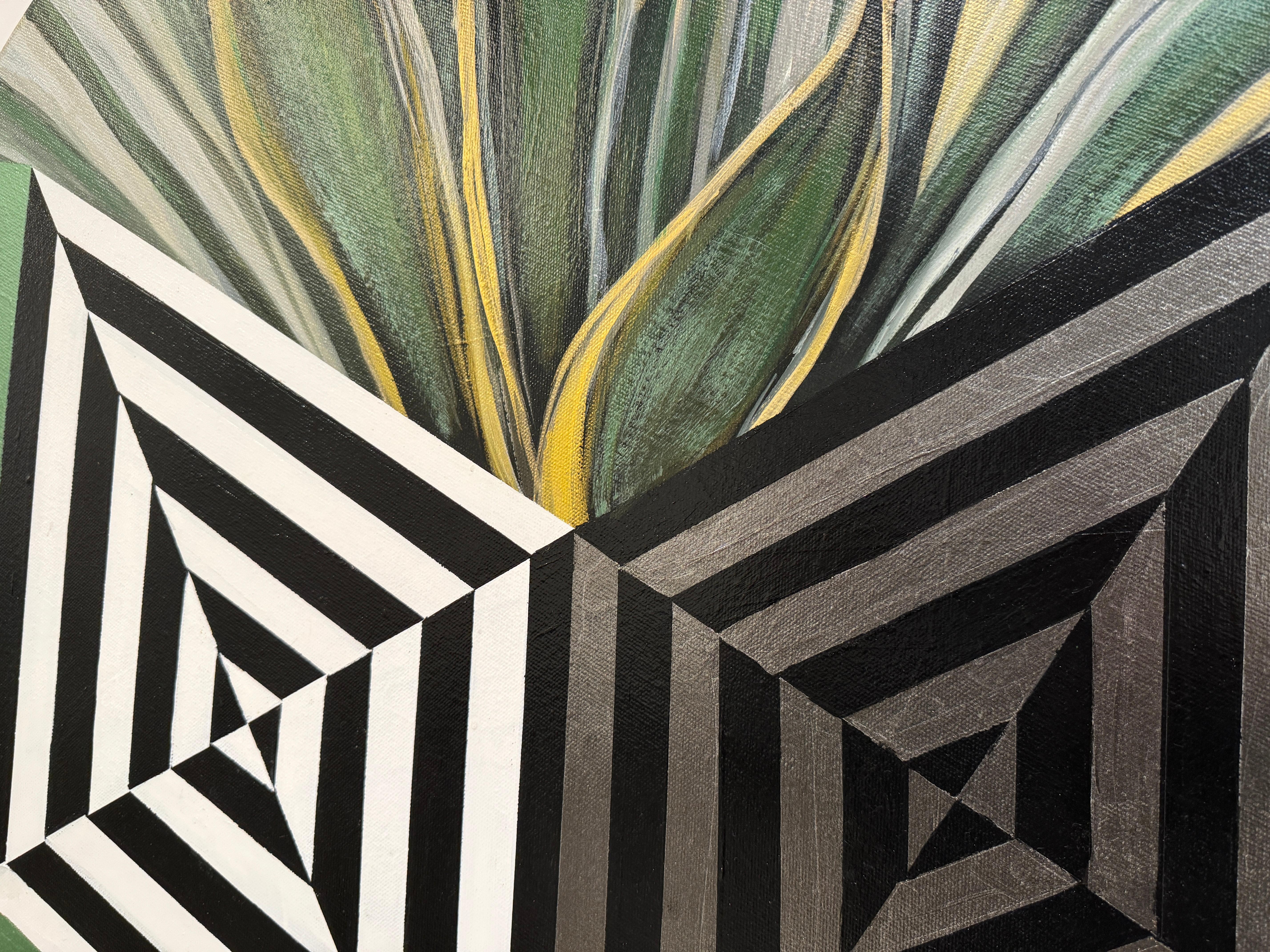 Pittura acrilica circolare: Greene & Greene geometrici e floreali - Landscape Painting Nero di Magaly Sanchez