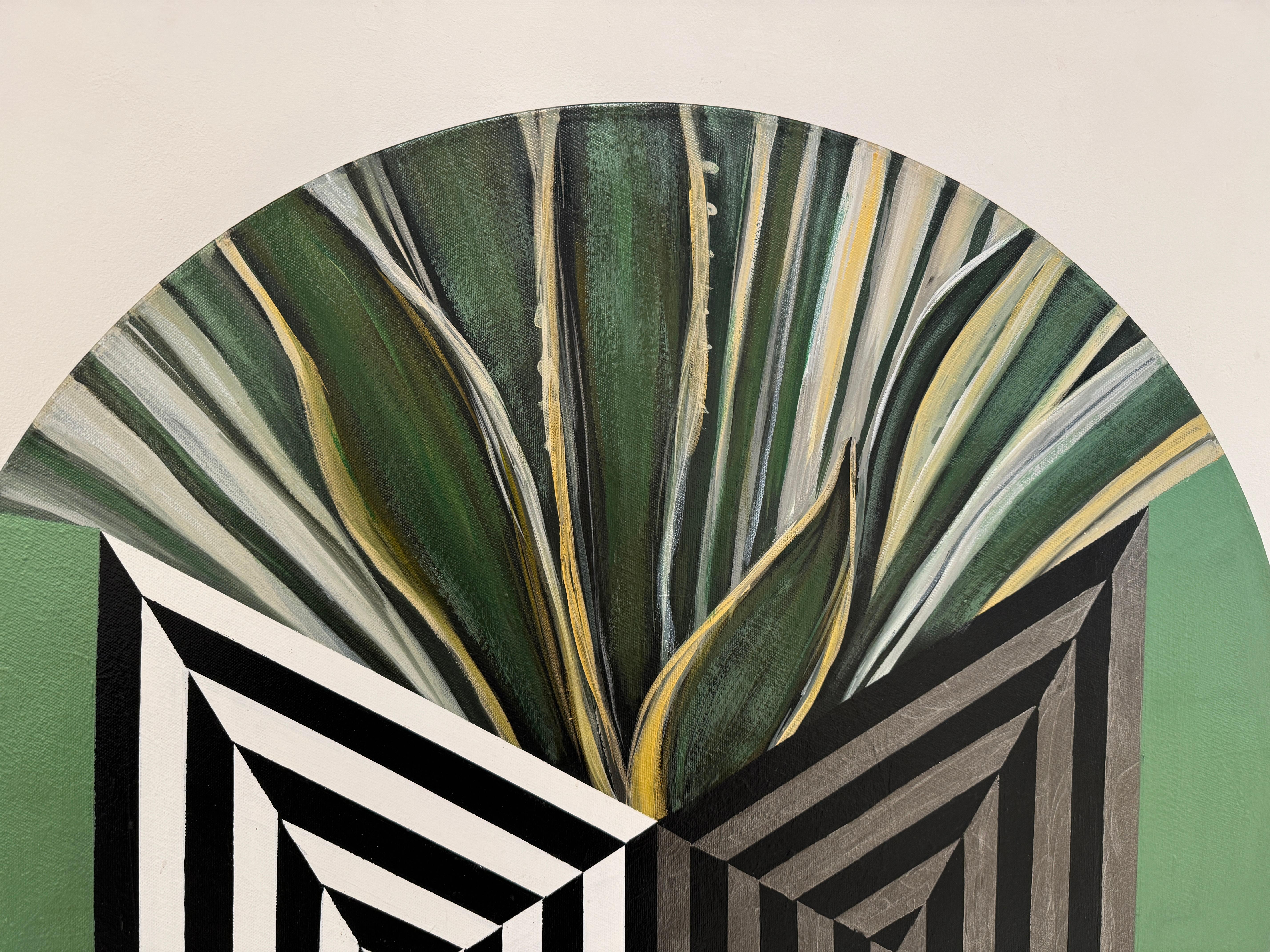 Pittura acrilica circolare: Greene & Greene geometrici e floreali in vendita 1