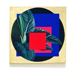 Quadratisches Acrylgemälde: „Albers on My Mind“ -- Floral und geometrisch